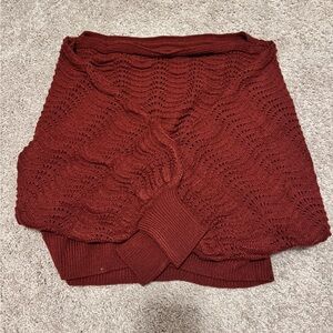 Maroon Off-the-shoulder baggy Sweater